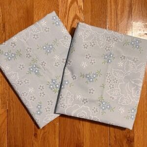 Vintage pair of pillowcases, Cannon, blue floral cottagecore floral